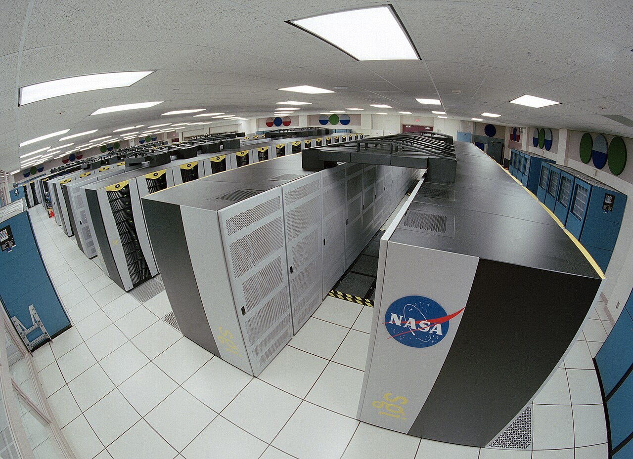 The NASA Columbia supercomputer hall with rows of computing cabinets